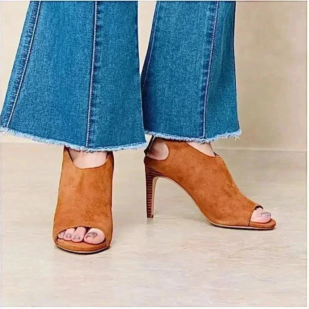 New Cole Haan Brown Suede Heel Sling Back Heel Shoes Sandals 8.5 Emmett Boho